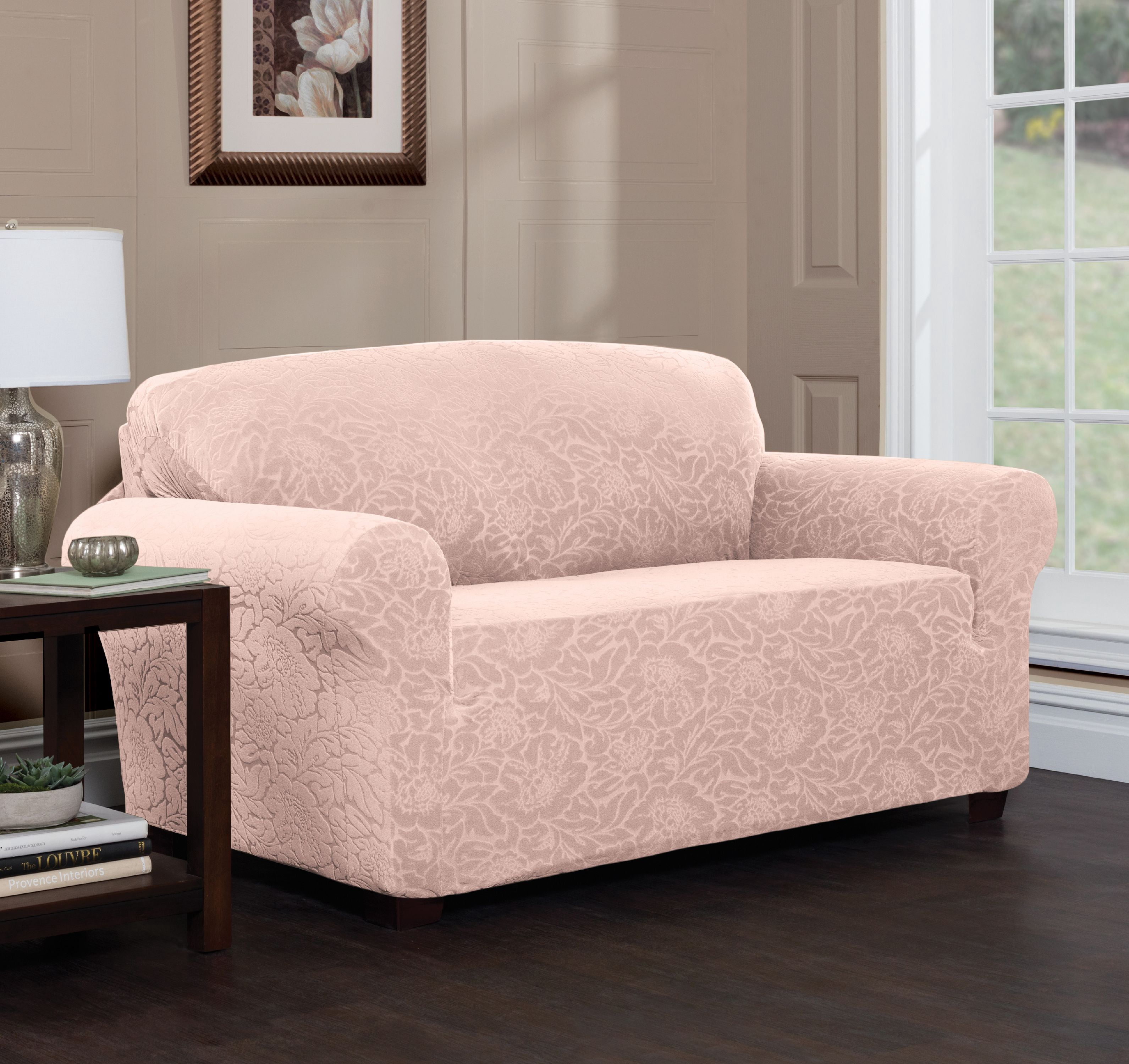 Stretch Sensations Furniture Protector Slipcover - Floral Collection - Recliner, Sand (4 pieces)