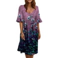 thumbnail image 1 of UKAP Holiday Boho Beach Floral Midi Dress for Women Ladies Casual Summer Sundress Beachwear Size S-5XL, 1 of 2