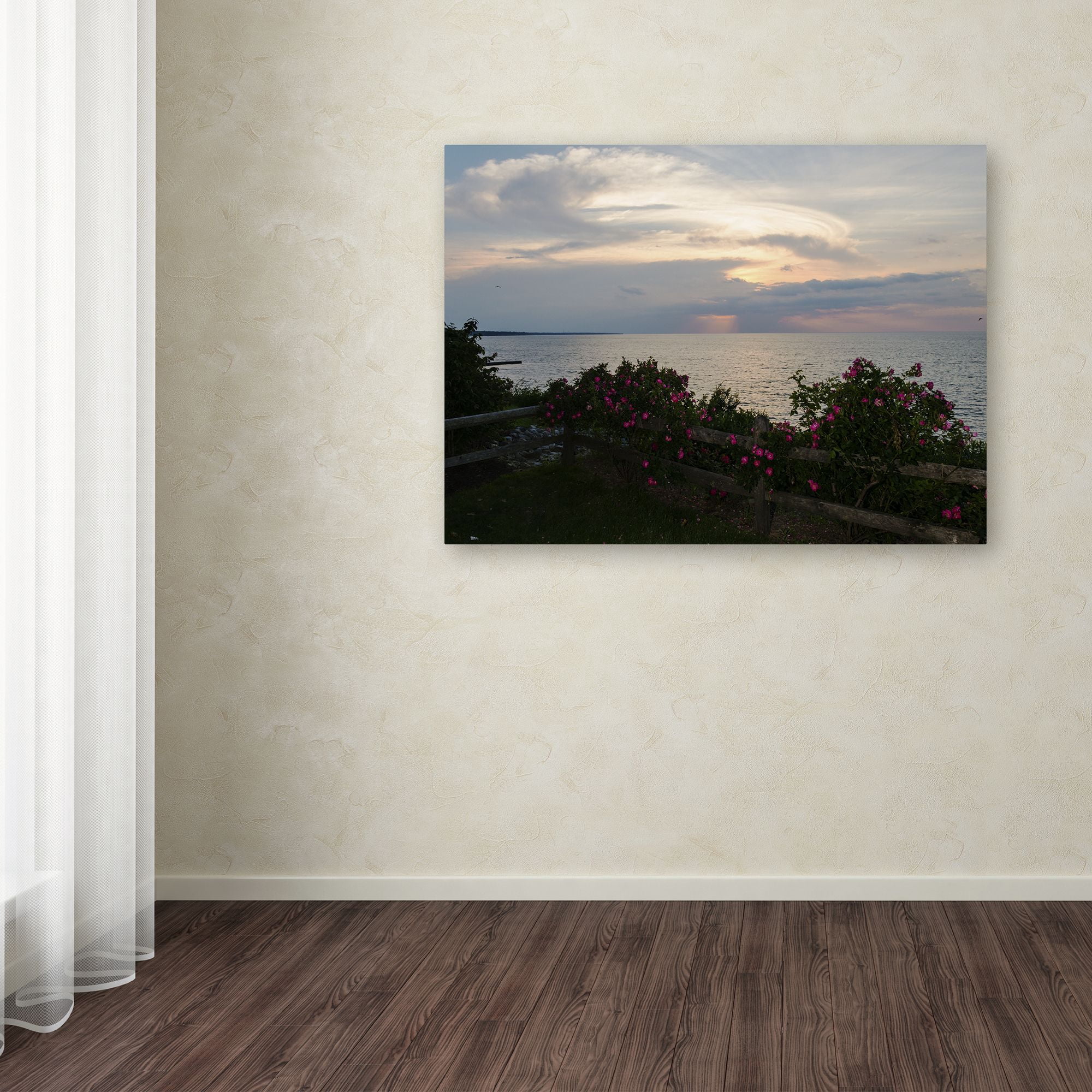 Trademark Fine Art "Roses in Bloom Along the Lake" Canvas Art by Kurt Shaffer