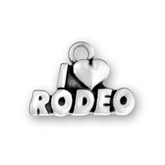 Sterling Silver 16" .8mm Box Chain I LOVE RODEO Word Pendant Necklace