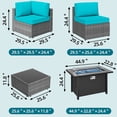 thumbnail image 3 of Walsunny 15 Pieces Patio Wicker Rattan Fire Pit Furniture Conversation Sets with Outdoor Sectional Sofa,45" Gas Propane Fire Pit Table,Glass Coffee Table,Silver Rattan Blue Cushion, 3 of 6