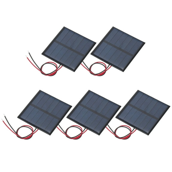 Uxcell 5 Pcs 3V 0.375W 125mA Mini Solar Panels, Small Polycrystalline Solar Cell Panel with 2 Cable for DIY Electric Toy Materials Kits Charger, 52mm x 52mm