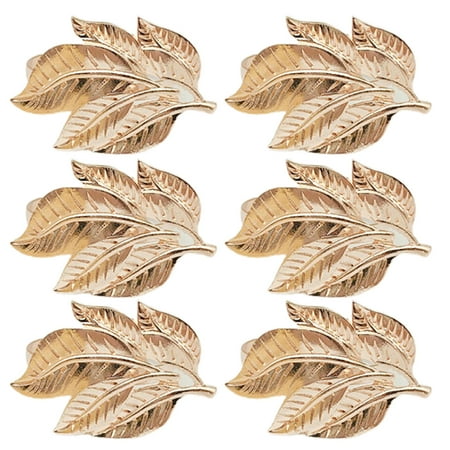 

Set of 6 Napkin Rings Wedding Napkin Holder Metal Leaves Napkins Holder Rhinestone Napkin Buckle for Wedding Party Celebrate Festival Dinner Table Decoration