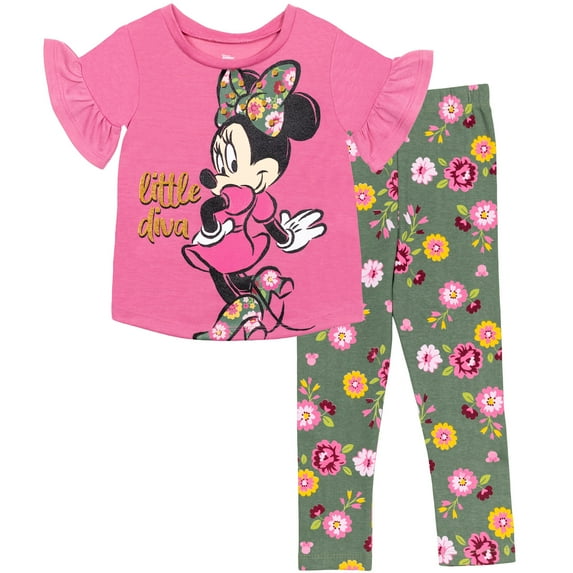 Disney Minnie Mouse Toddler Girls T-Shirt and Leggings Outfit Set Infant to Little Kid