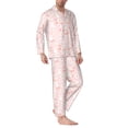 thumbnail image 2 of Lsque Flower Rabbit Pattern Long Sleeve Pajama Set for Men - Soft 2-Piece Sleepwear and Loungewear Set with Pockets, Comfy Nightwear-Small, 2 of 7