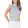 thumbnail image 4 of INSPIRE CHIC Women's Sleeveless Floral Blouse Button Down Summer Casual Shirt Top S Light Blue, 4 of 5