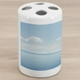 thumbnail image 1 of Ocean Ceramic Toothbrush Holder, Aquatic Seascape Sky Landscape Tropical Lands Relaxation Spot in the Coast, Decorative Versatile Countertop for Bathroom, 4.5" X 2.7", Blue White, by Ambesonne, 1 of 4