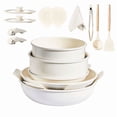 thumbnail image 4 of Cookware Set 19-Piece, 5 Pots and 2 Lids, Removable Handles, Non-Stick Aluminum Pots and Pans, Microwave & Oven Safe, Dishwasher Safe, Cream White, 4 of 8