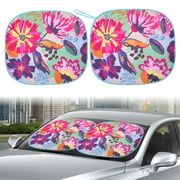 Auto Drive Sedan Windshield Floral Design Twist Sun Shade 2 Pack, 28.5"x 31.5"