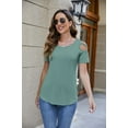 thumbnail image 4 of LIOFOER Womens Blouse Loose Strappy Short Sleeve Cold Shoulder Tops, 4 of 8