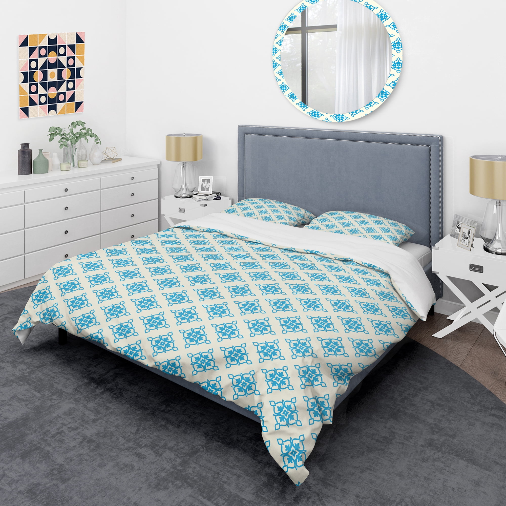 Designart 'Retro Ornamental Pattern I' Mid-Century Modern Duvet Cover Set