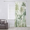 thumbnail image 3 of Green Palm Trees Semi Sheer Curtains Drapes for Living Room, Bedroom, French Doors Window 63 Inches Long, Farmhouse Summer Leaves Plants Birds Rod Pocket Chiffon Curtain Drapery Voile Drape Panel, 3 of 6