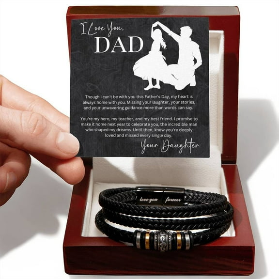 I Love You Dad Bracelet, Birthday Gift for Dad with Message Card and LED Box,I Love You Forever Bracelet, Personalized Jewelry For Fathers From Daughter