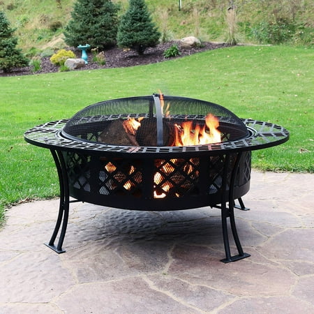 Sunnydaze Diamond Weave Large Outdoor Fire Pit with Spark ...
