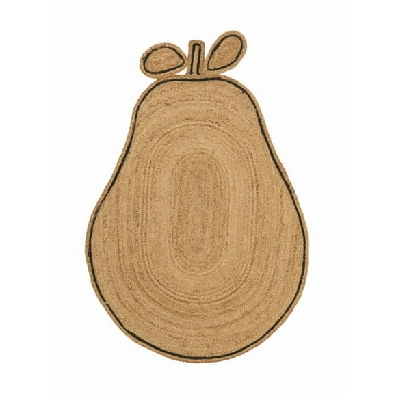 KLAVATE Pear Braided Natural Kids Room Jute Rug