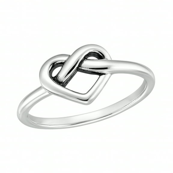 Tangled Infinity Heart Knot Sterling Silver Band Ring-8