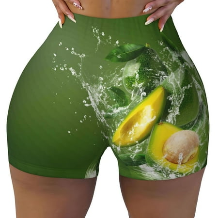 Workout Shorts Women  Friut Avocado Biker Shorts for Women Running Gym Spandex Shorts Tummy Control