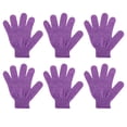 thumbnail image 3 of Guantes exfoliantes | 3 pares de guantes de ducha de doble cara | Guantes de baño premium Púrpura, 3 of 8