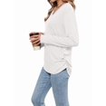 thumbnail image 2 of Womens Long Sleeve Shirts V Neck Casual Tops Loose Dressy Basic Fall Fashion Trendy Outfits Winter Clothes White XL, 2 of 8