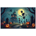 thumbnail image 1 of Spooky Scene Halloween Banner Gothic Theme Pumpkin Lantern Skeleton Design Cemetery Setting for Halloween Party Event Decor, 1 of 5