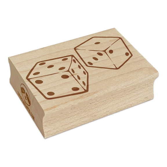 Pair of Gaming Dice Rectangle Rubber Stamp Stamping Scrapbooking Crafting - Small 1.7in