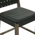 thumbnail image 6 of Nathan James Cohen Mid-Century Modern Leather Bar Stool, Counter Height Chair in Solid Wood Frame with Footrest and Woven Leather Back for Kitchen, Black, 6 of 7