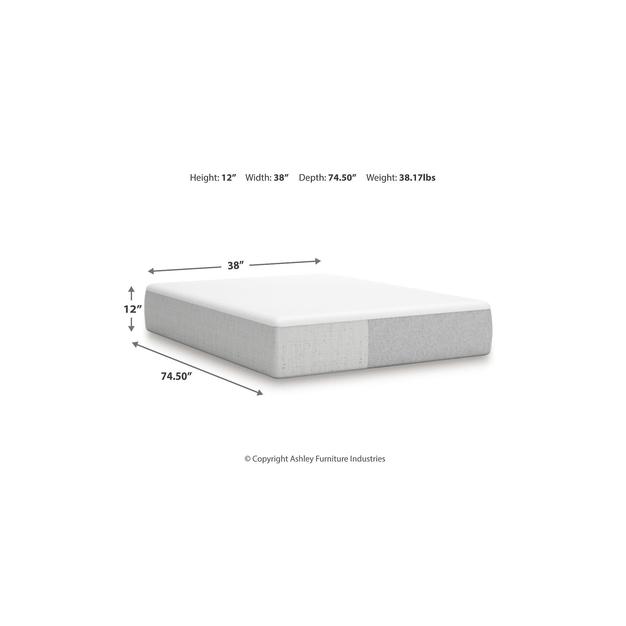 Signature Design by Ashley Chime 12" Inch Memory Foam Mattress in a Box Ultra Plush, Twin