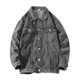 thumbnail image 5 of Hontri Men's Denim Jackets Men's Autumn Winter Casual Long Sleeve Turn Down Collar Solid Denim Jacket Coat Grey 5Xl, 5 of 6