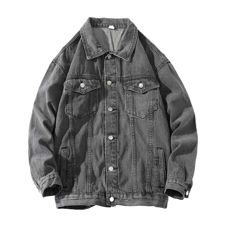 Hontri Men's Denim Jackets Men's Autumn Winter Casual Long Hontri Men's Denim Jackets Men's Autumn Winter Casual Long