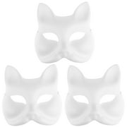 3pcs Blank Fox Mask Unfinished Paintable Mask DIY Half-face Fox Mask Handcraft Supply