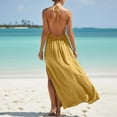 thumbnail image 7 of ClodeEU Women's Halter Neck Sleeveless Backless Maxi Dress,Beach Vacation Summer Dress with Slit Yellow,Women's Plus S, 7 of 7