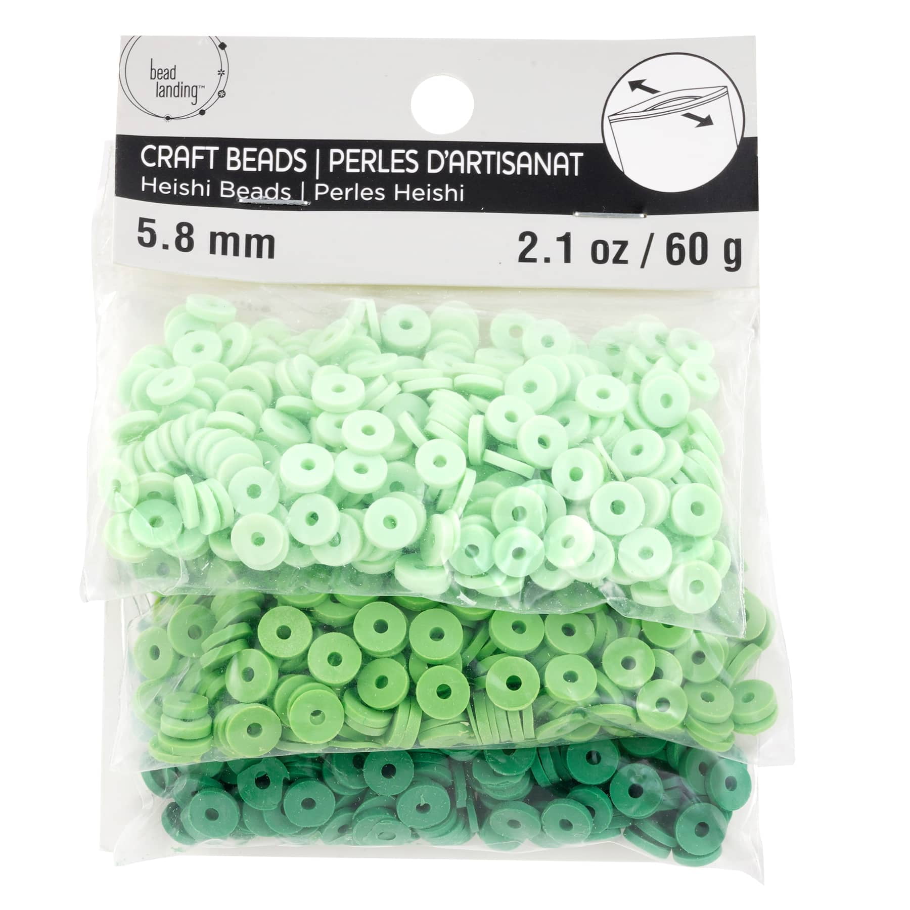 Bead Landing Green PVC Rondelle Spacer Heishi Beads, 5.8mm, 12 Pack