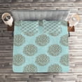 thumbnail image 3 of Ambesonne Turquoise Quilted Coverlet 3 Pcs, Vintage Flowers, King Size, Blue Brown, 3 of 3