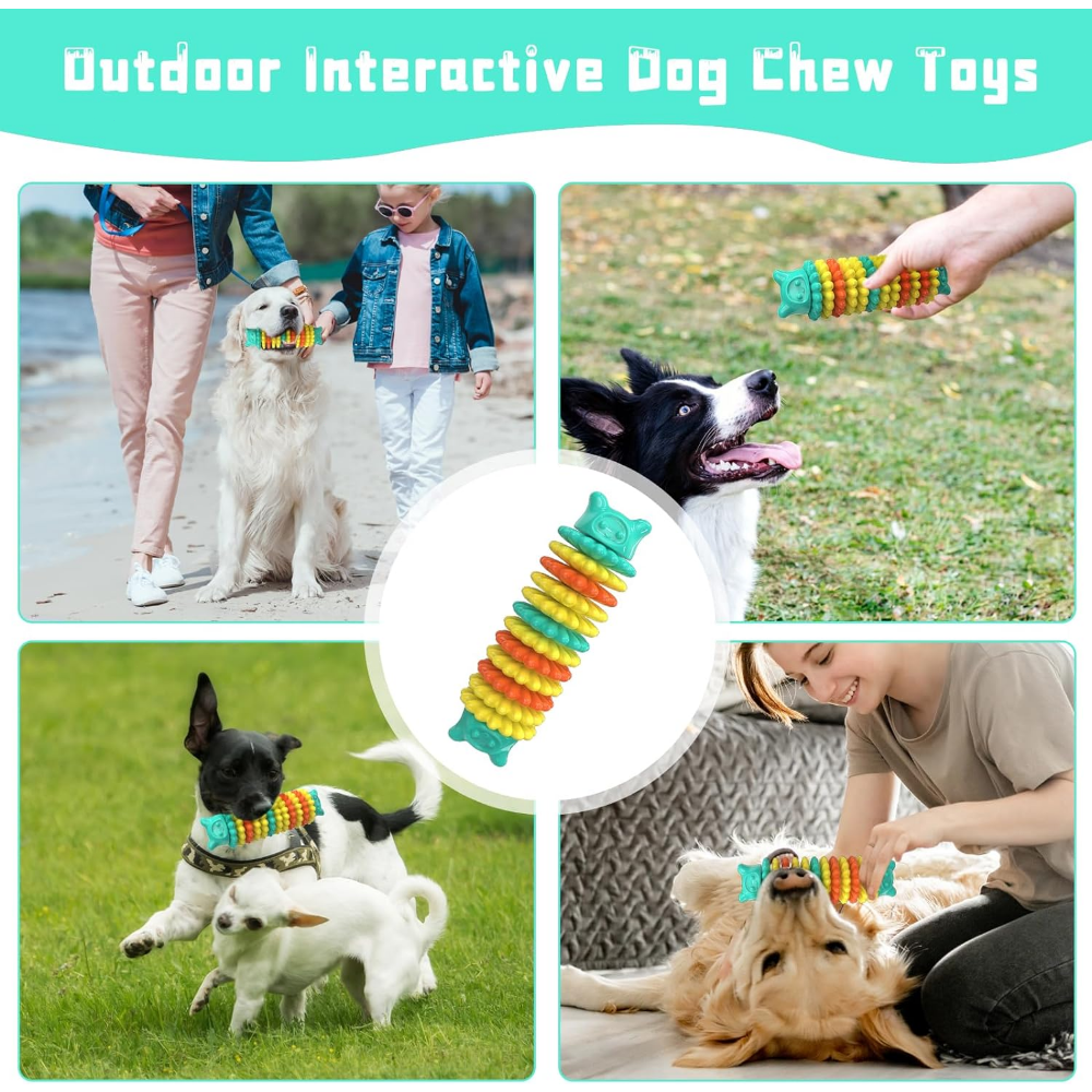 Dog Chew Toys for Aggressive Chewers, Durable Dog Toys for Large Medium Small Breed Dogs, Rubber Indestructible Dog Teething Toys, Tough Interactive Outdoor Dog Toys for Entertainment, Blue