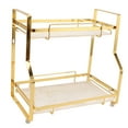 thumbnail image 3 of Estante de almacenamiento para baño, organizador de esquina montado en la pared, estante de pie para sala de estar, dormitorio, cocina, blanco y dorado, 2 niveles, 3 of 10