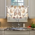 thumbnail image 2 of Yayeee Kitchen Curtains Tier Pair Light Filtering 27"x24" Rod Pocket Short Cafe Window Panel, Beige Watercolor Seashells, 2 of 7