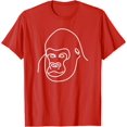 thumbnail image 1 of Thinking Bored Cute Ape Gorilla Head Face Figure Silhouette T-Shirt, 1 of 2