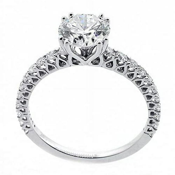 HeartsAndYou 1ct Round Cut Moissanite Accent Solitaire Women Proposal Ring 18k White Gold Over Silver