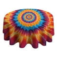 thumbnail image 4 of Colorful Tie Dye Concentric Circles Round Tablecloth 60"x60",Wrinkle Wipeable Table Cloth for Kitchen Dining Room Picnic Patio Party, 4 of 6