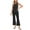 Set-64Black, variant on Womens 2 Piece Knit Sets Sleeveless Crew Neck Tank Top & Wide Leg Capris Pants Summer Lounge Wear Ribbed Casual Stretchy Matching Sweatsuits