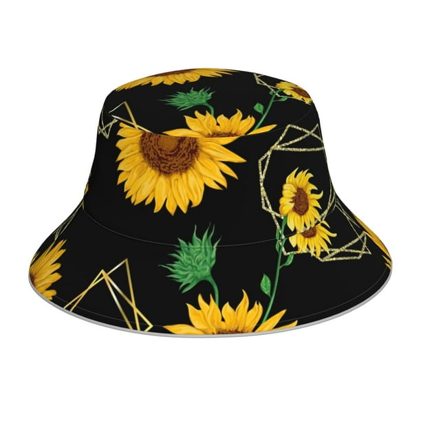 Fotbe Sunflowers3 Sombrero Tipo Pescador con Estampado – Sombrero de Sol de Algodón de Moda para Playa, Golf, Pesca