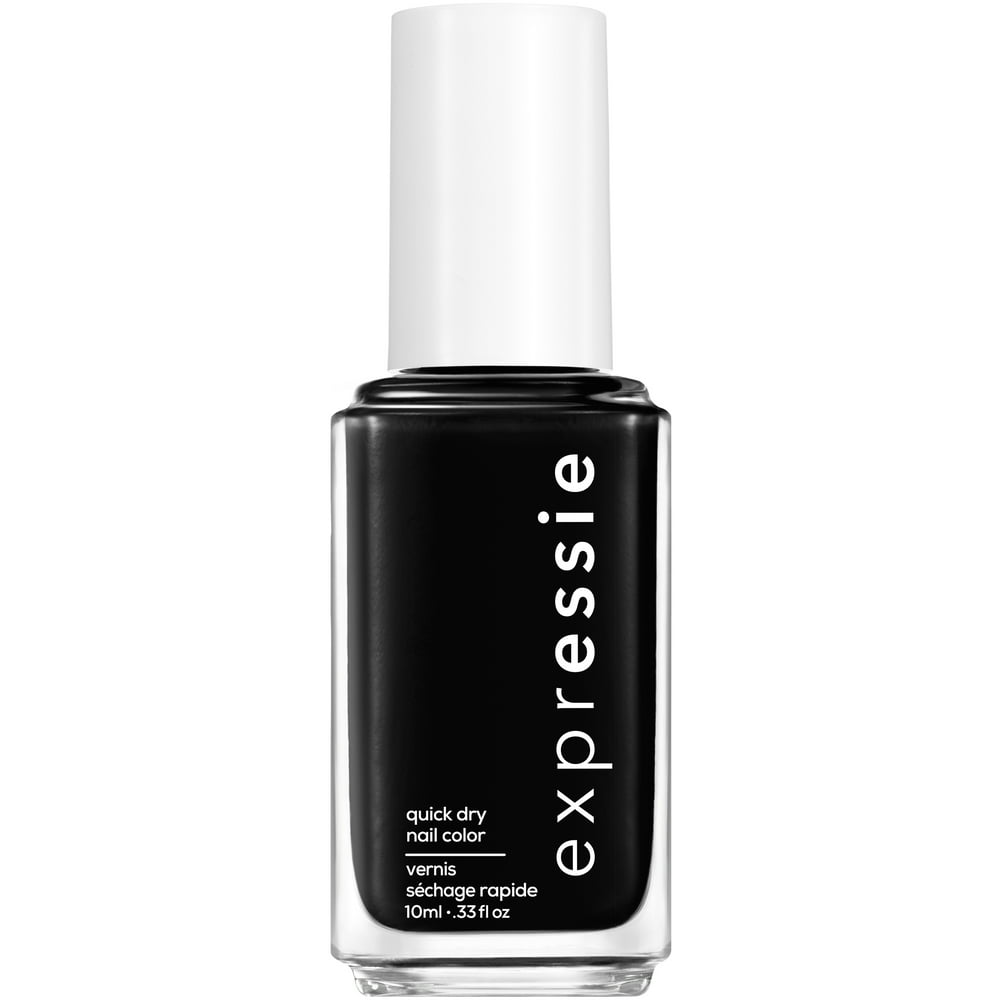 essie expressie quickdry nail polish, black nail polish, now or never