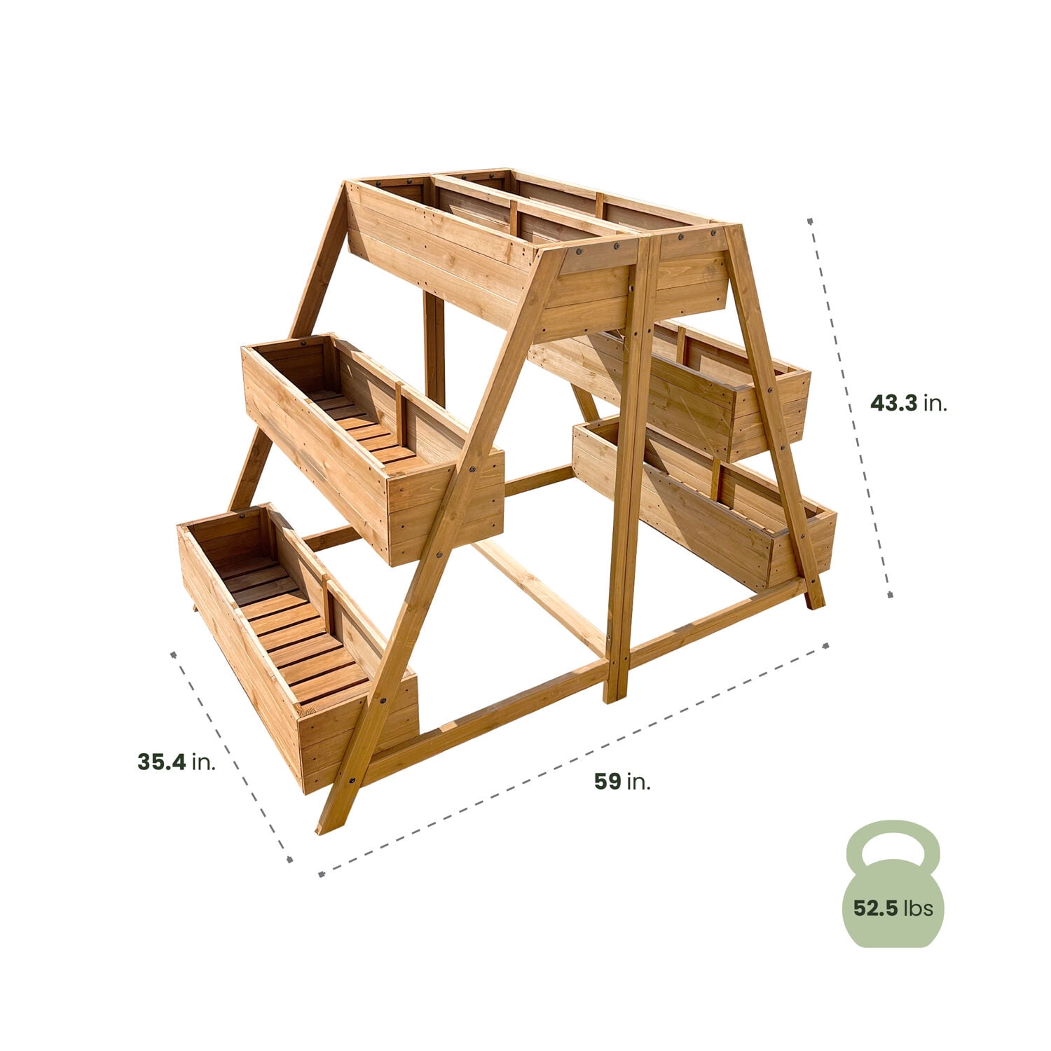 Hanover Wood Planter With Non-Woven Lining for Plants and Herbs