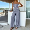 thumbnail image 6 of hoksml Women's Summer Checkered Wide Leg Jumpsuit, Spaghetti Strap Smocked Casual One Piece Outfit, 6 of 8