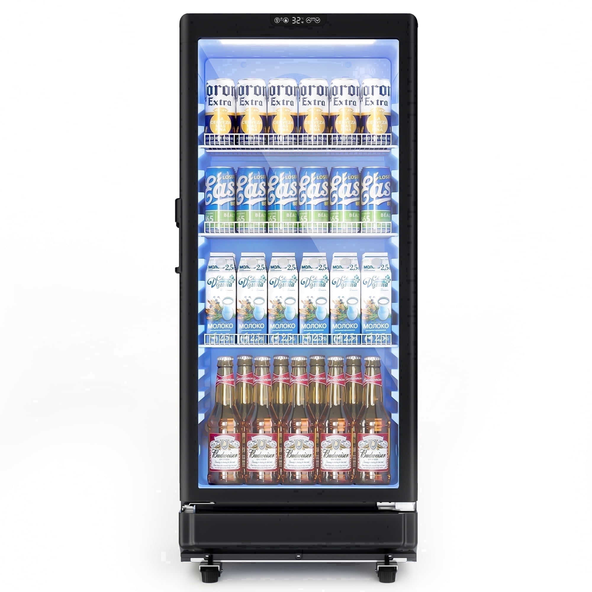 Simzlife Commercial Beverage Refrigerator, Large Refrigerator with Double-Tempered Glass Door, Beverage Cooler for Bar, Office, Restaurant