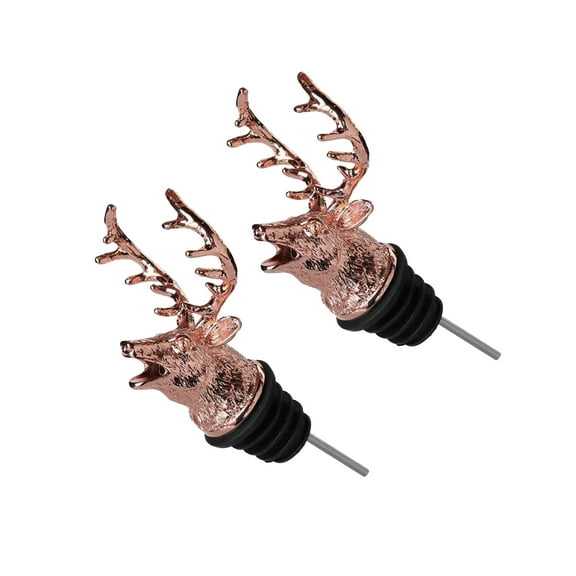 Qonioi Stainless Steel Wine Pourer, 2PC Deer Head Liquor Spout Stopper Drip-Free, Bottle Pourer Wine Spout Bar Accessories