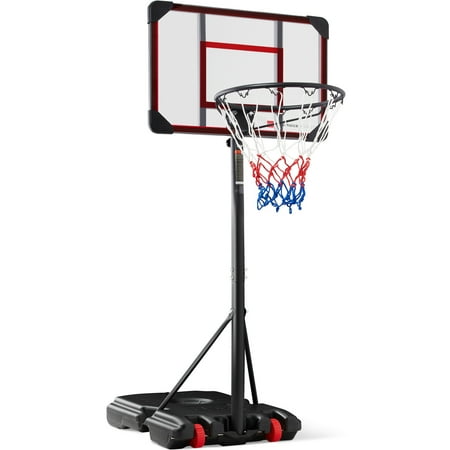 Best Choice Products Kids Height-Adjustable Basketball Hoop System, Portable Game w/ 2 Wheels, Square Backboard - Clear