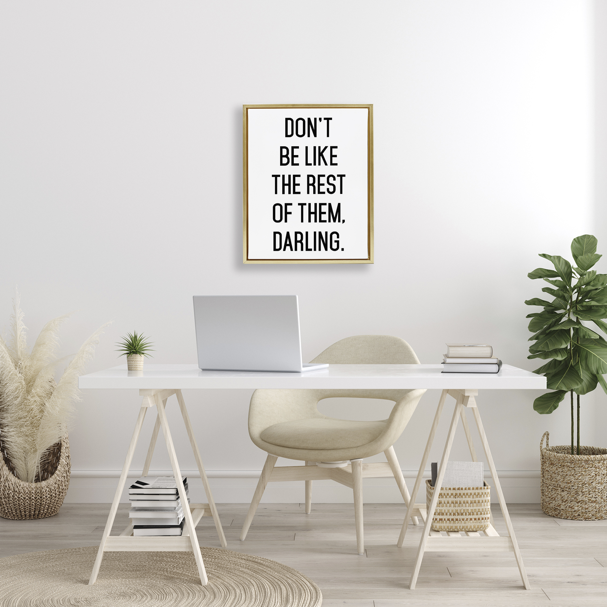 Don't Be Like The Rest Of Them Gold Framed Floater Canvas Wall Art, design by Lettered and Lined