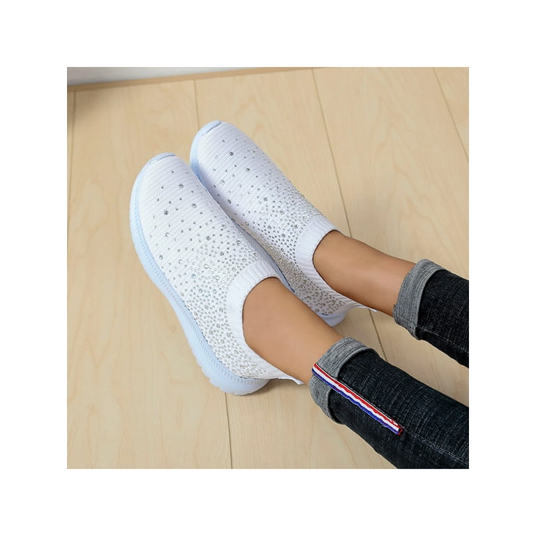 Women's Casual Breathable Crystal Bling Lace Up Sport Shoes Sneakers  Glitter Tennis Sneakers Comfy Sparkly Rhinestone Bling Running Shoes Shiny  Sequin