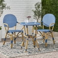 thumbnail image 3 of Patio Furniture Sets Outdoor PE Rattan and Aluminum 3 Piece French Bistro Set, Dark Teal & White, and Bamboo Finish,Outdoor Patio Furniture Sets, 3 of 11